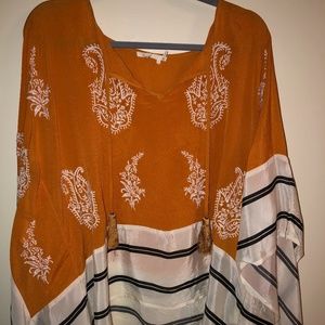 Anthropologie Orange Peasant Top
